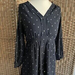 Whistles | Navy & White Cold-Shoulder Pleated Dress